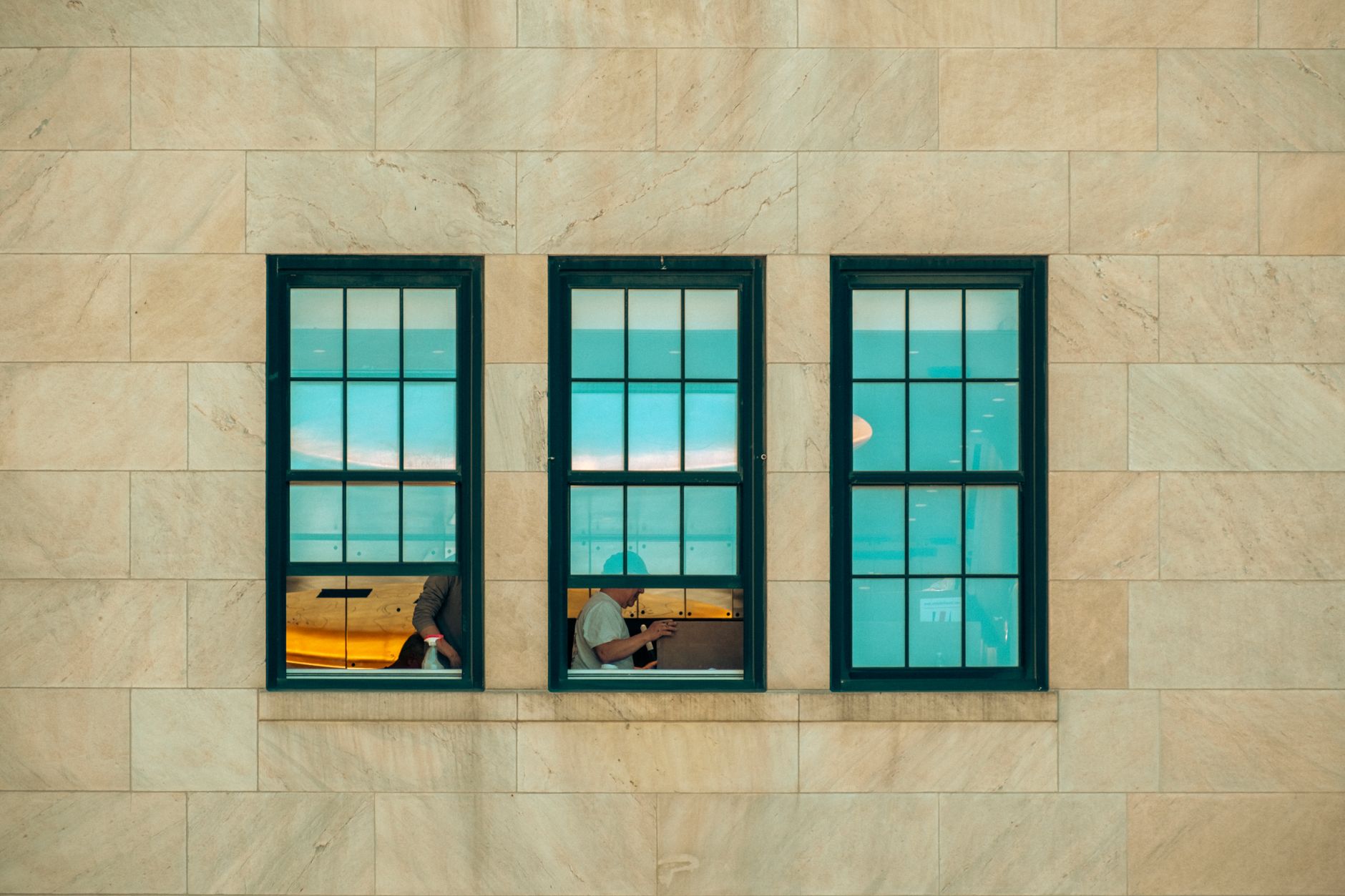 Rows of windows on a building facade